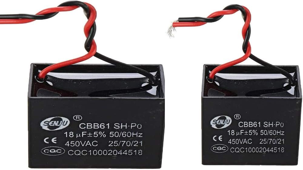 CBB61 2Pcs 18UF Starting Capacitance 450V AC Fan Capacitor CBB Motor Run Capacitor
