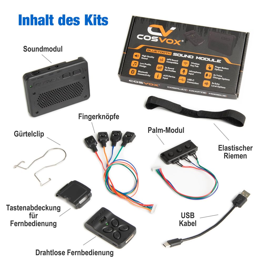 Bluetooth-Modul für Cosplay. Fügen Sie Soundeffekte und epische Musik zu Ihren Kostümen und Accessoires hinzu