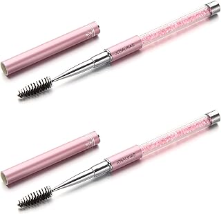 JOSALINAS 2PCS Pink Mascara Brushes with Cap - Eyelash Spoolies for Brows, Extensions & Precise Lash Application