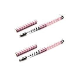 JOSALINAS 2PCS Mascara Brushes Eyebrow Eyelash Brushes Mascara Wands Applicators Eye Brushes Portable Cosmetic Brushes with Cap Spoolies Brushes for Eyelash Extensions and Eyebrows, Pink