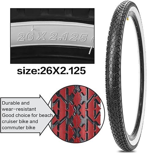 Miniatura 9 de SIMEIQI Paquete de 2 neumáticos y tubos de bicicleta Beach Cruiser de 24 pulgadas26 x 2.125 pulgadas o sin tubos de 24 pulgadas26 x 1.75