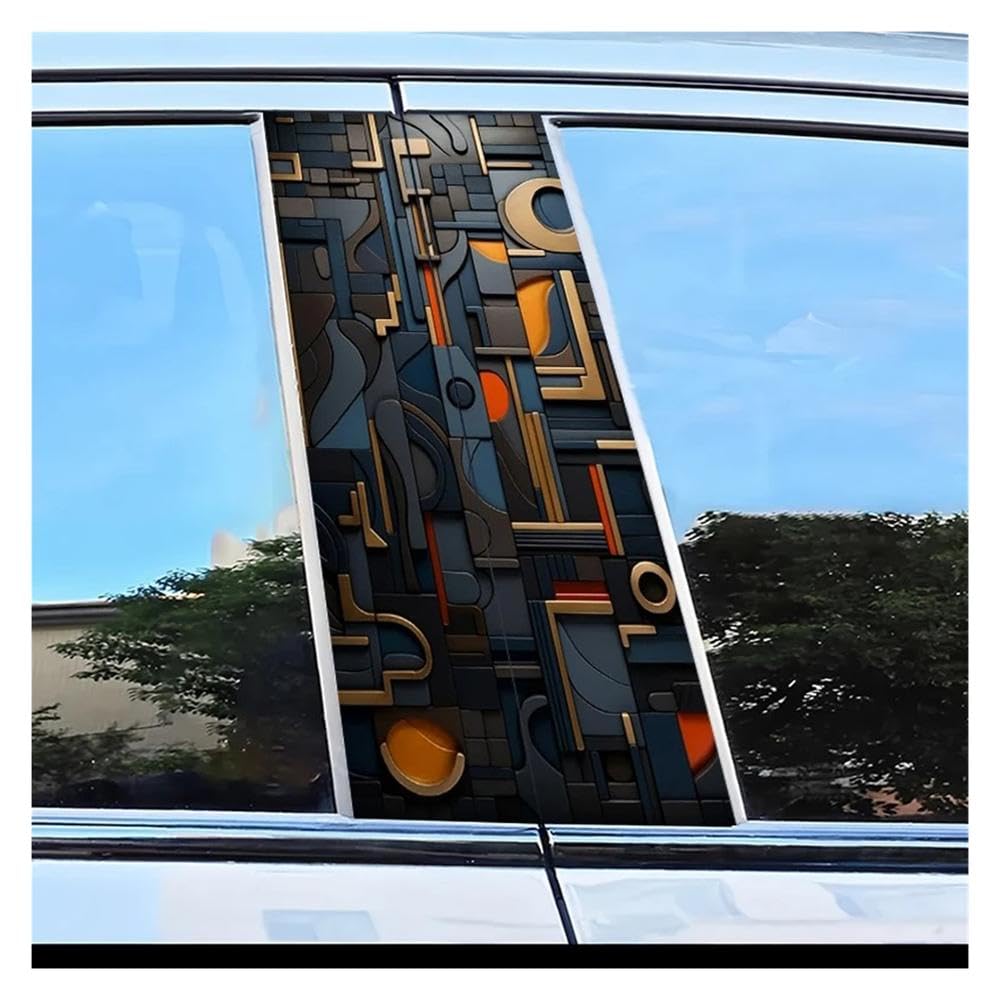 Dabhuoc One Color Car Parts 2Pcs Car Window Pillar Stickers Geometric Abstract Scratch Protection