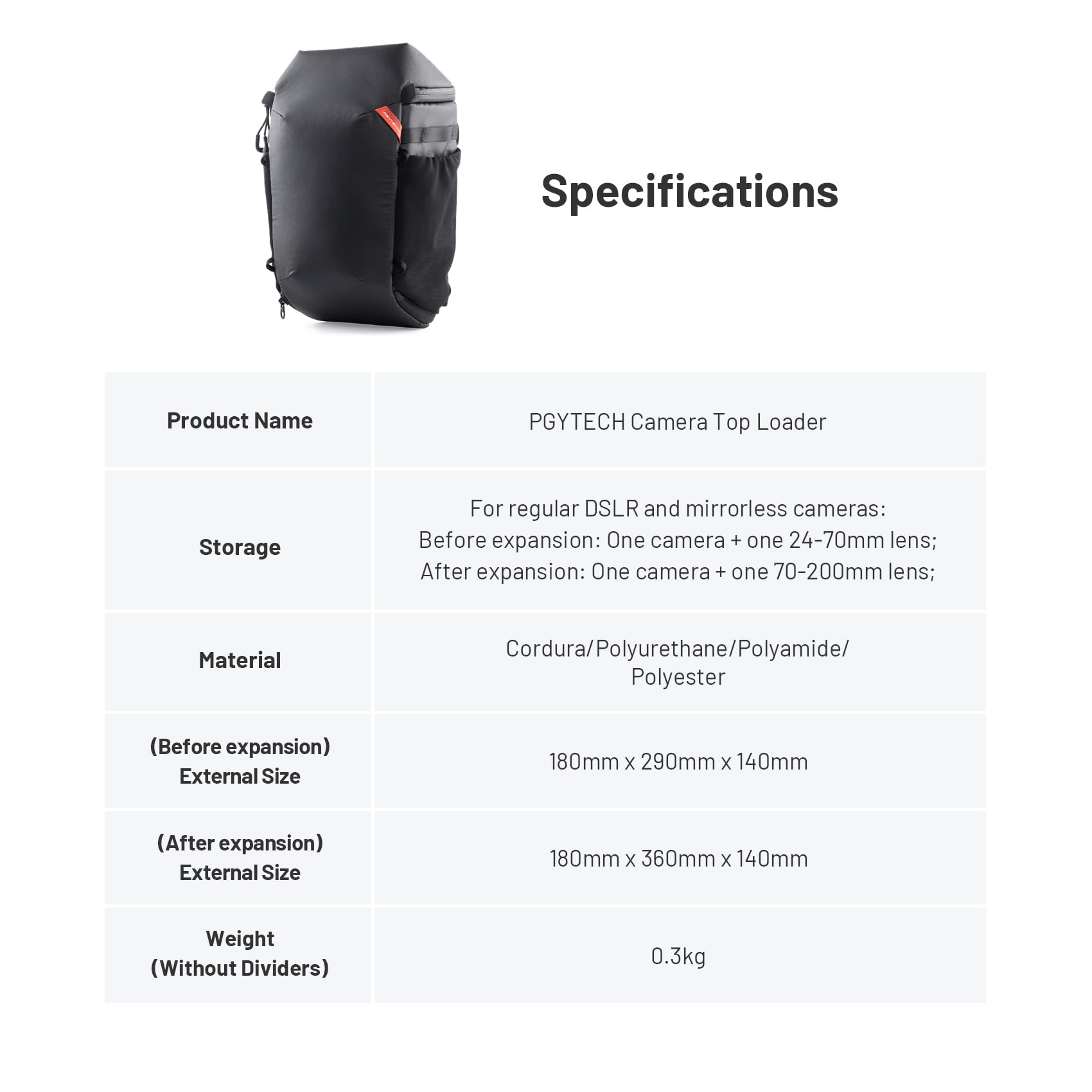 PGYTECH Kameratasche Klein mit Verstellbarem Schultergurt, Bauchtasche Umhängetasche mit zusätzlichen erweiterbaren Taschen,Kompatibel mit Nikon/Canon/Sony/DSLR/SLR/Spiegellose Kameras und Objektive