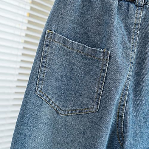 Girls Star Embroidered Jeans Baggy High Elastic Waist Soft Denim Pants Teen Trendy Ripped Cute Preppy Trousers3
