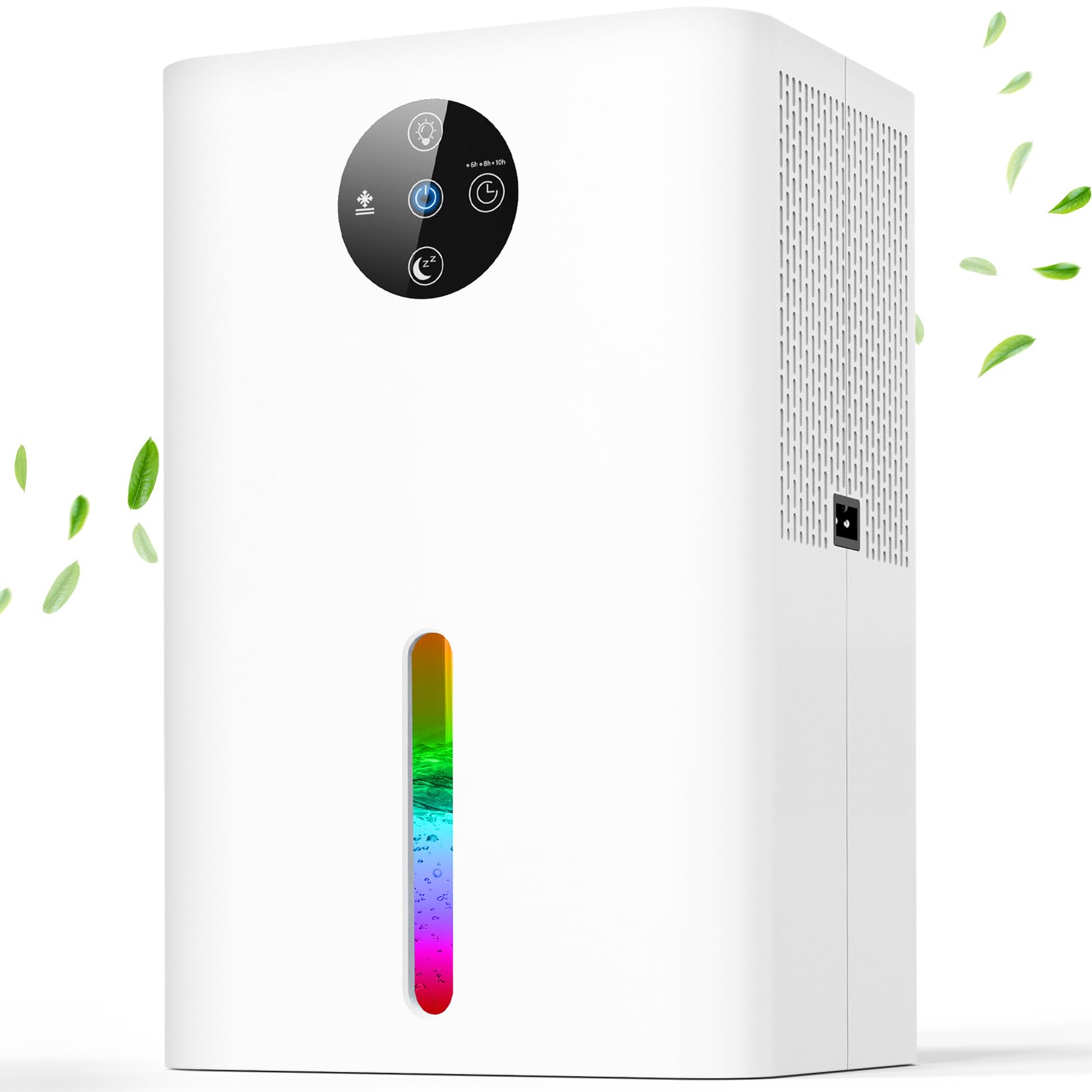 Deshumidificador Electrico,1.8L Deshumidificador para el Hogar,Silencioso,Descongelación Automática,Apagado Automático,7 Colores Luz