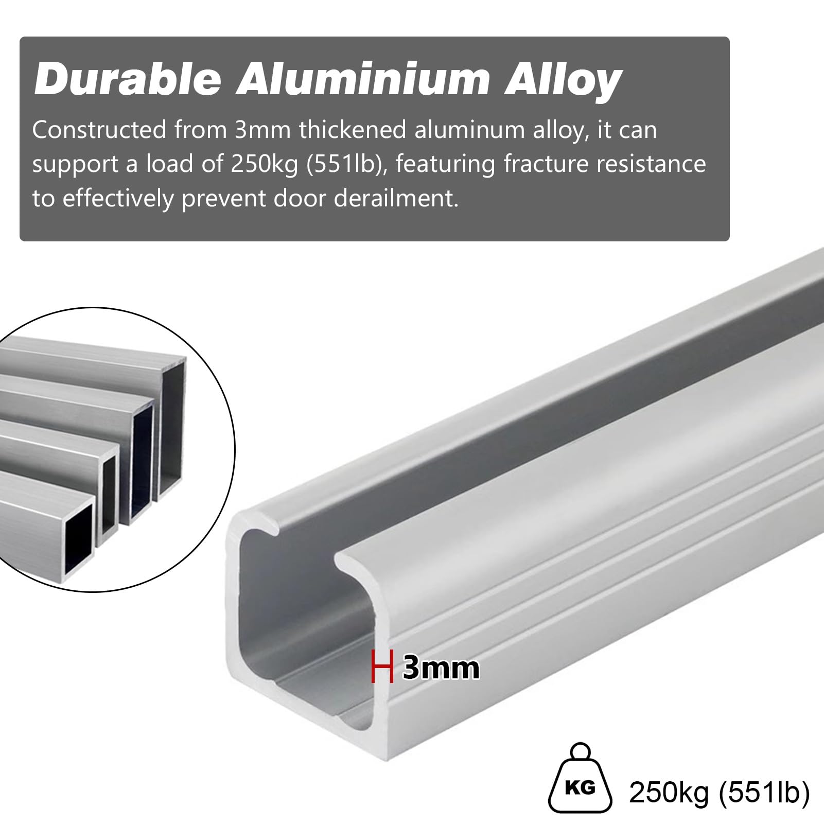 binario per porta scorrevole Kit Di Ferramenta per Porte A Soffietto Montate Al Soffitto, Ferramenta per Binari in Alluminio per Porte A Soffietto, Ferramenta per Porte di Armadi(400cm/157.5in)
