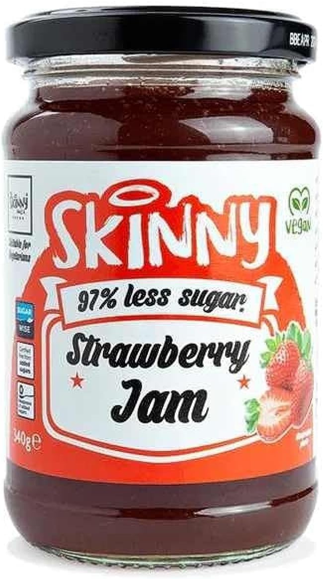 JAM High In Fibre, low Sugar, fat free,gluten free, no added sugar, palm oil free Vegan, Gluten Free, Perfect for sweet topping on toast - 340g (STRAWBERRY JAM)
