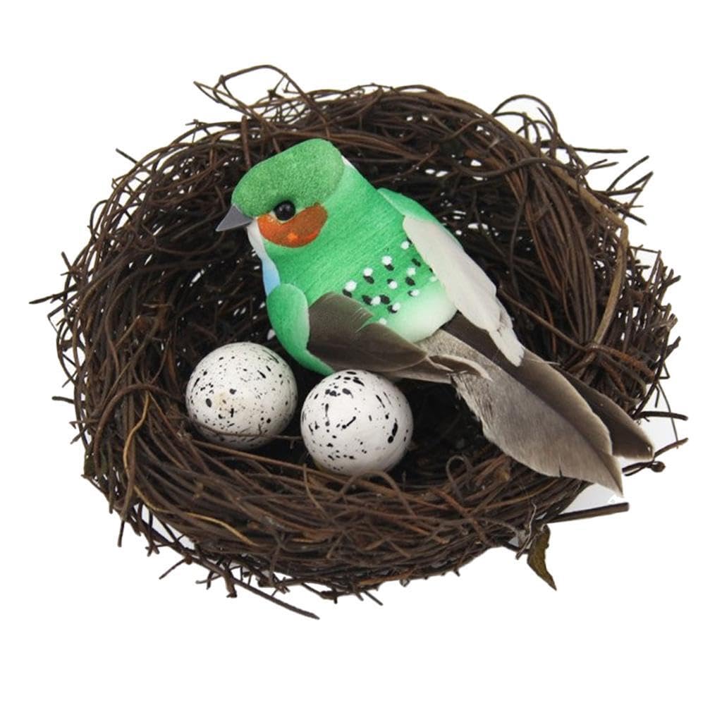 Mophrati Lovely Garden Sculpture Handcrafted Birds Figurines In Unique Straw Nest Also Can Be Used For Home And Garden Decor Outdoor Ornament Lawn Ornament