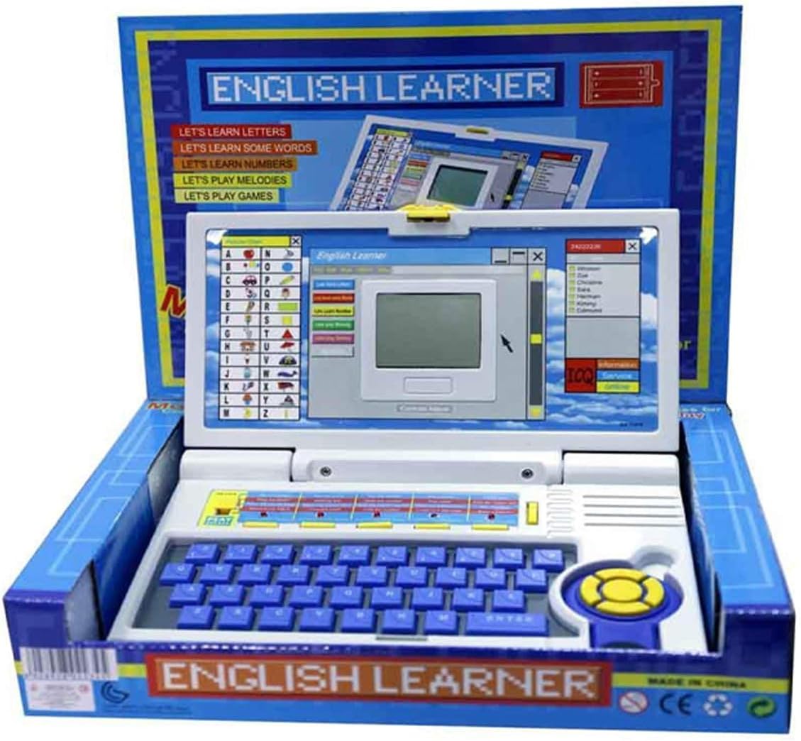 Occuwzz English activities & games fun laptop notebook computer toy for kids-Blue (Blue)
