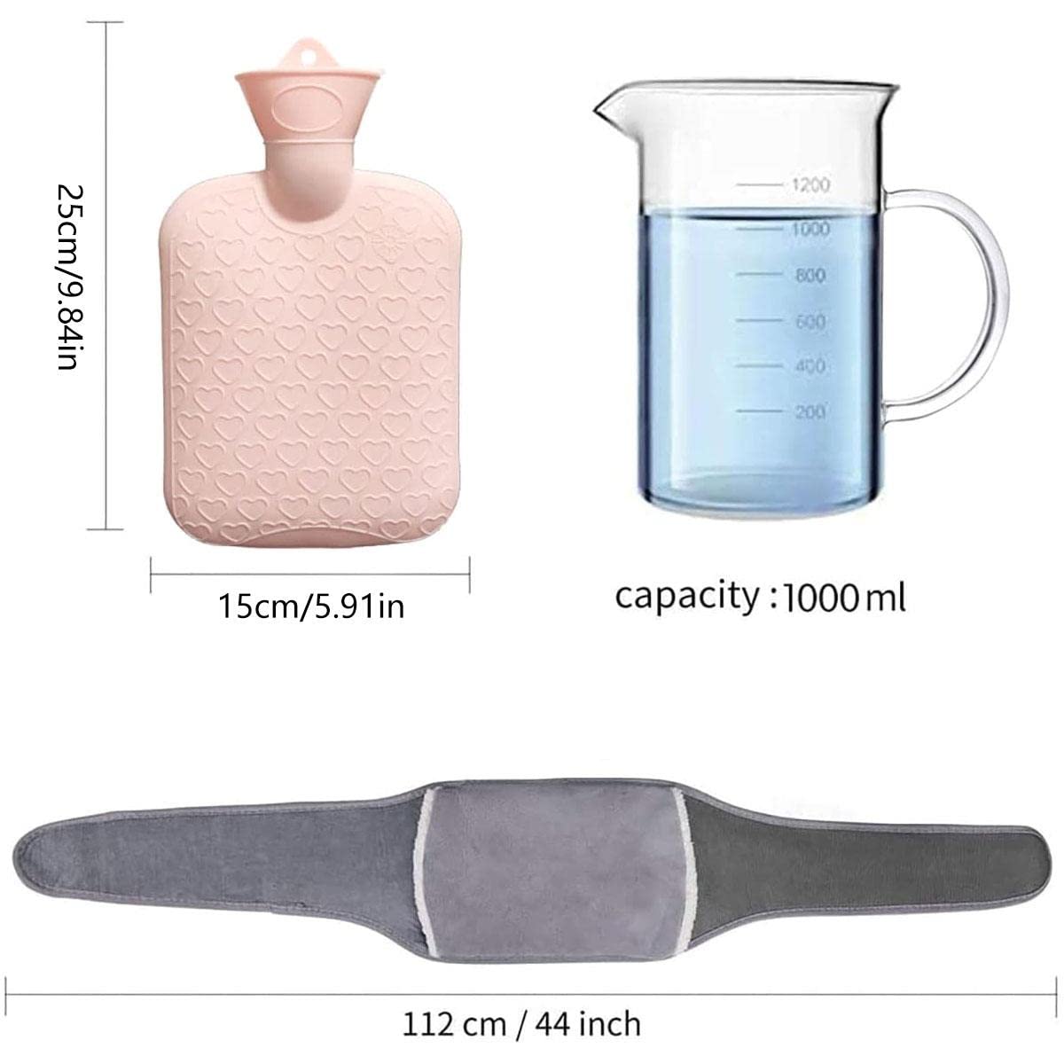 Borsa dell'Acqua Calda da 1000 ml con Coperchio in Vita Borsa per Acqua Calda Portatile Riutilizzabile Sollievo dal Dolore Scaldino Invernale per Addome Spalla-D,Australia
