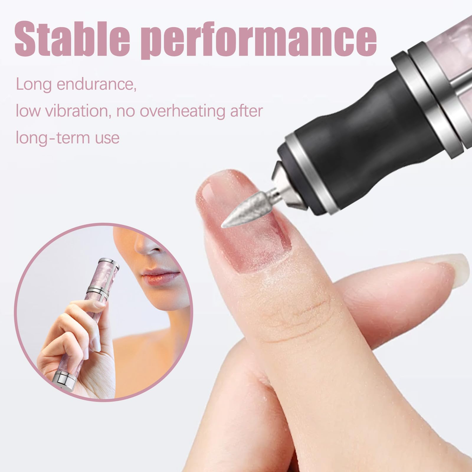 Torno Para Uñas Profesional Con 12 Cabezales Pulidores, 6 Granos, 4 Velocidades Ajustables, Carga Sin Cable, Limador De Uñas Electrico Para Uñas De Manos Y Pies, Quita Gel, Pedicura Y Manicura