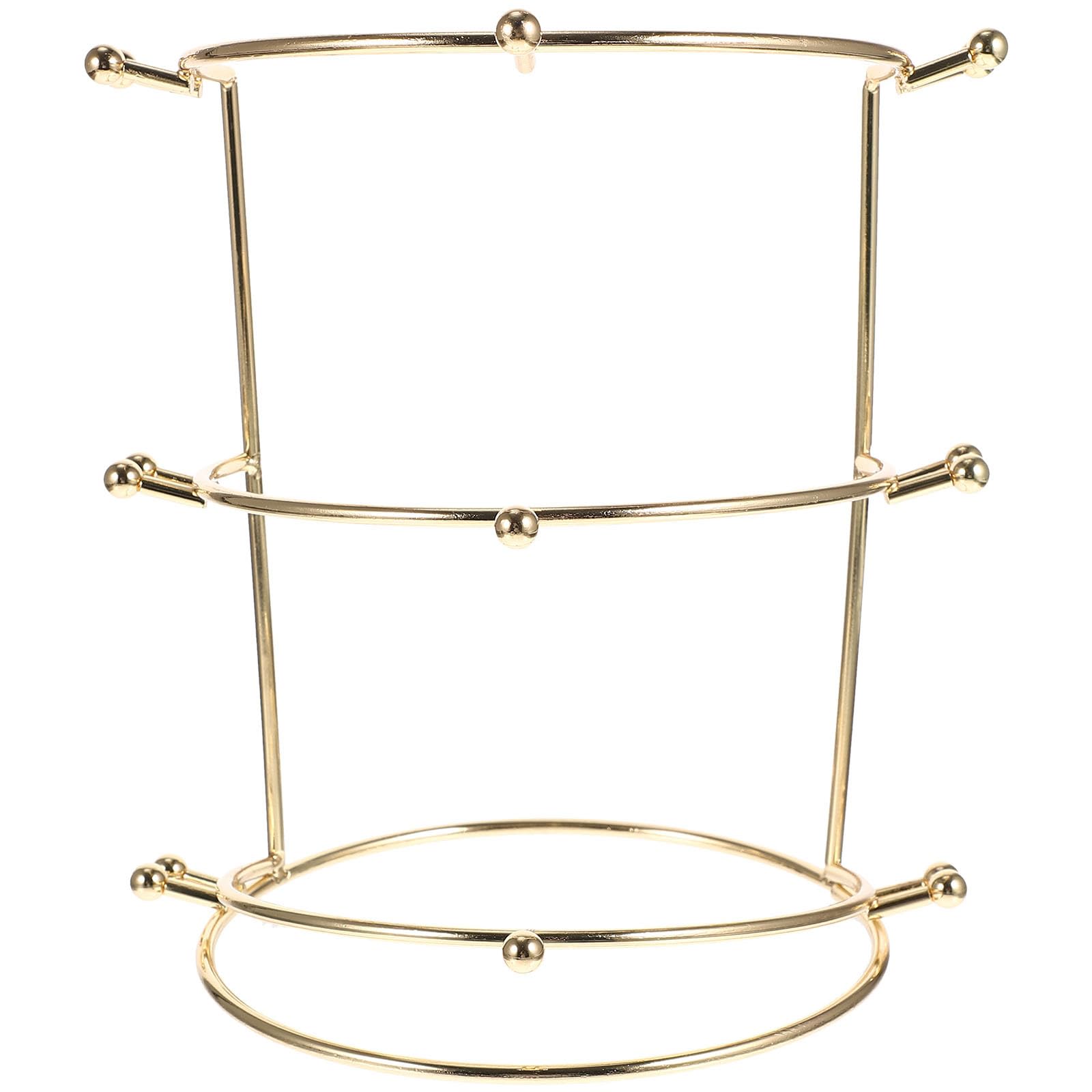 ULTECHNOVO Soporte de Aleación Dorado para Bandas de Pelo y Joyas, Expositor de Diademas de Tres Niveles para Organizar Accesorios en Tocador