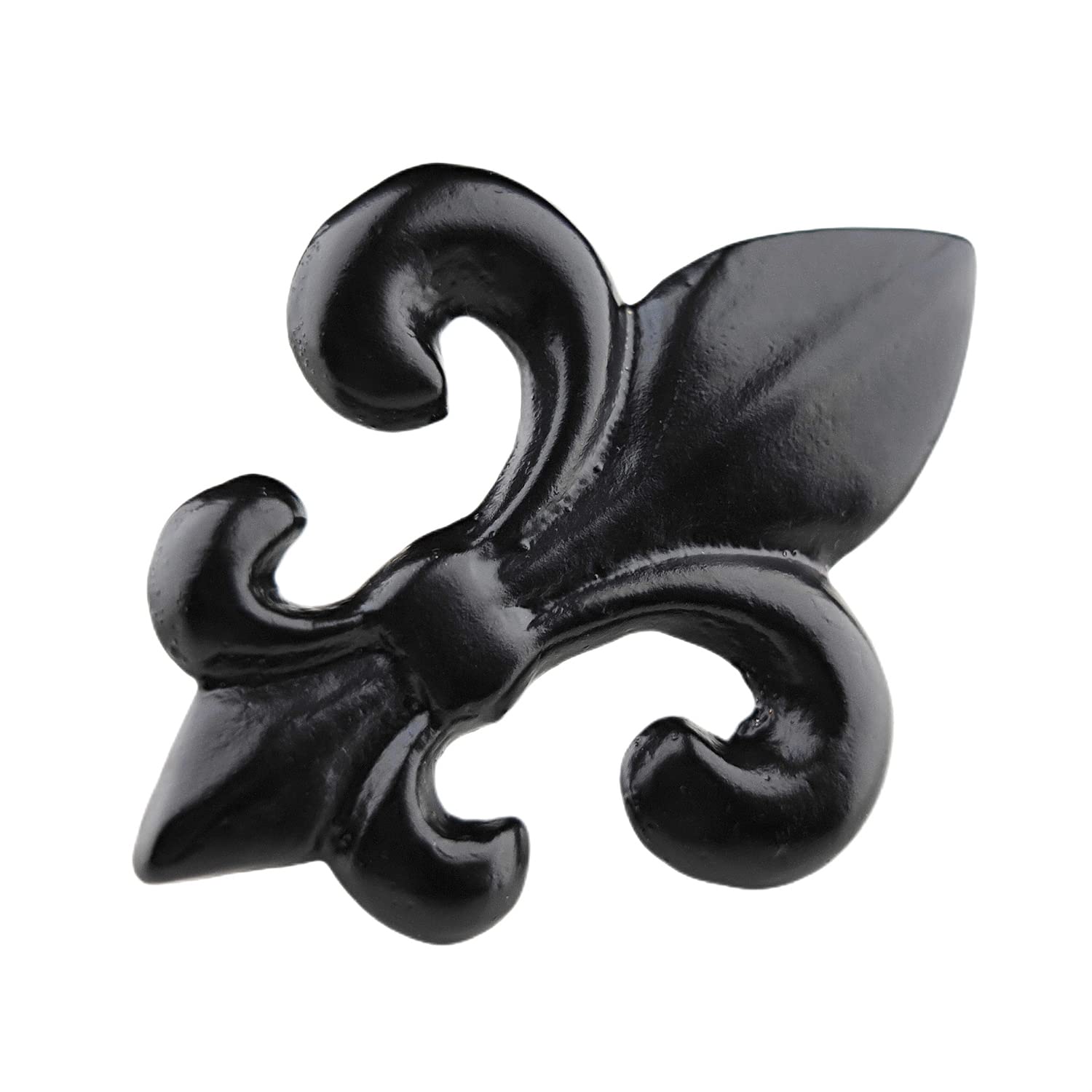 WenRan 2" Diameter Black Fleur De Lis Knobs Pulls Handles for Antique Cabinet Door, Dresser Drawer, Old Desk Furniture Retro Hardware Drawer Kitchen Cabinet in 2 Colors (Black)