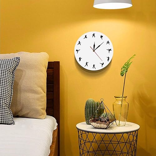 Miniatura 6 de The Geeky Days Taekwondo Karate Arts Reloj de pared moderno silencioso sin tictac decoración de pared deportes de lucha Kung Fu exclusivo reloj de
