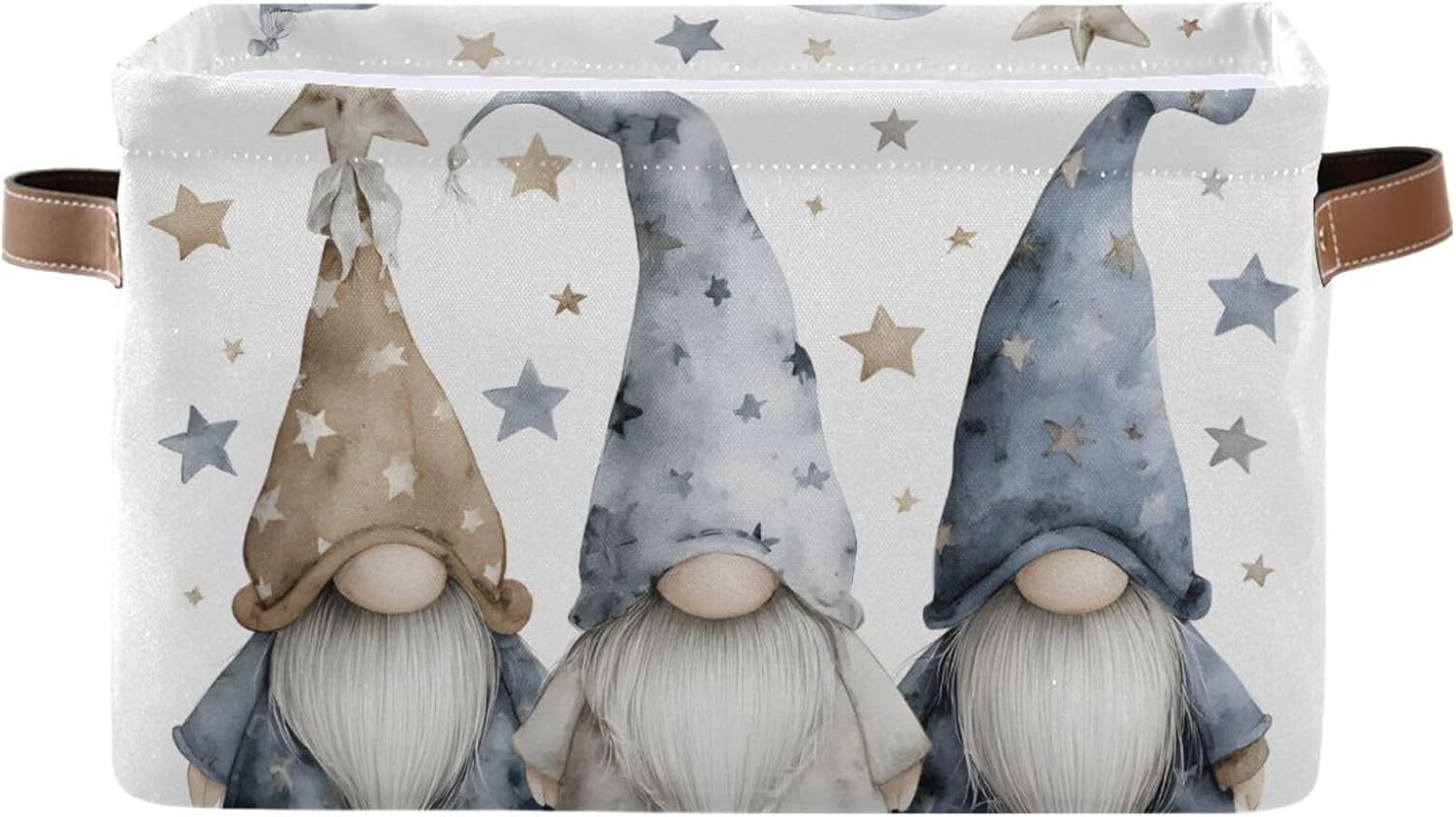 OTVEE Canvas Bins for Closet Shelves Organizing Watercolor Stars Gnome Storage Basket Baby Clothes Organizers Storage Box Nursery Bins Gift Baskets 2 Pack