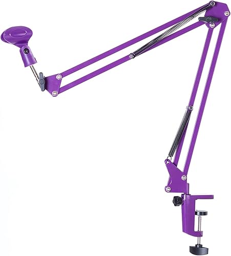 Soporte de micrófono Boom Arm de escritorio de metal para micrófono (morado)