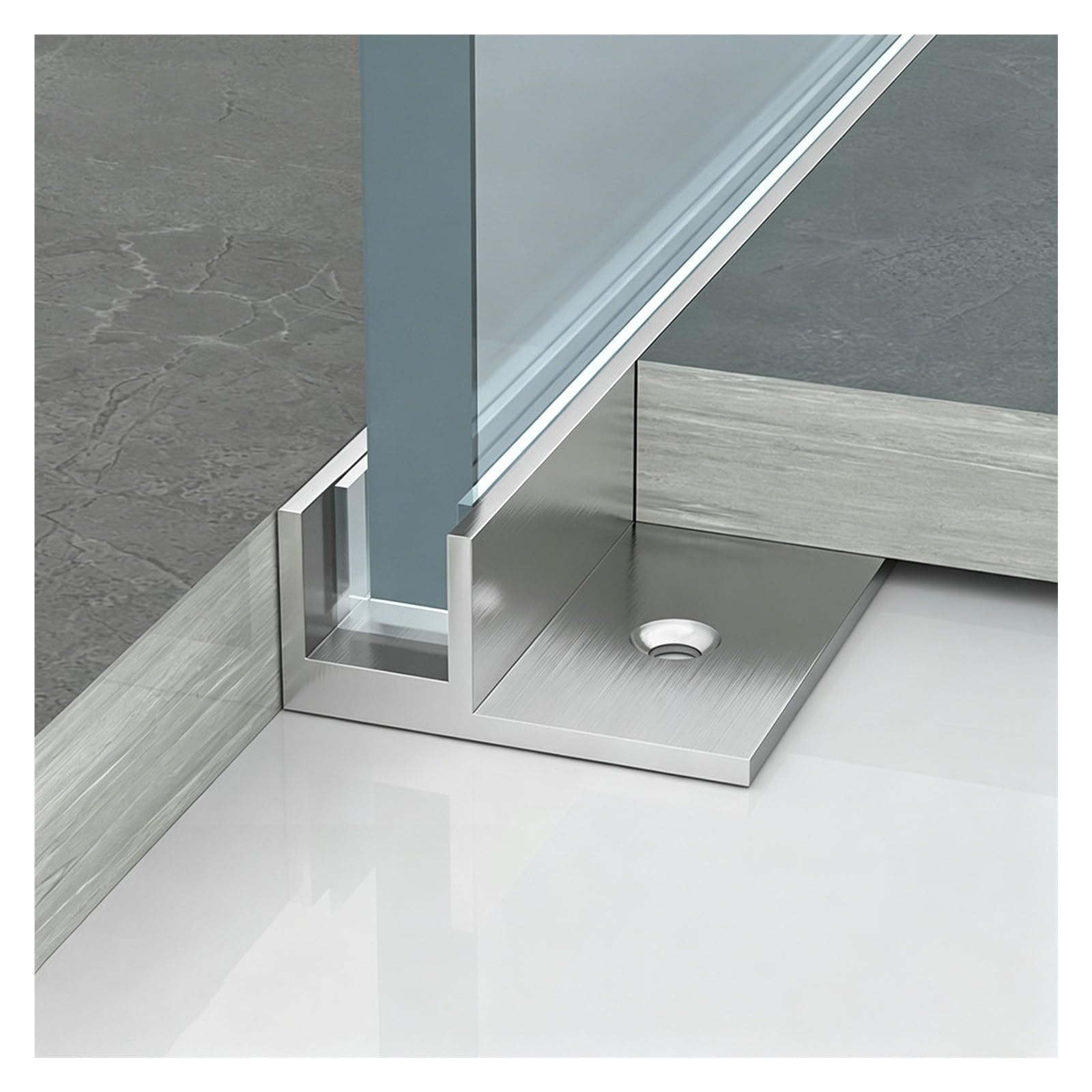 Shower Glass Channel 12 24 36 48 60 72 84 96 108 116 Inches Long, Stainless Steel Bathroom Door Panel Frame, Invisible Glazing Parts Flush-Mounted(10mm,8in/20cm)
