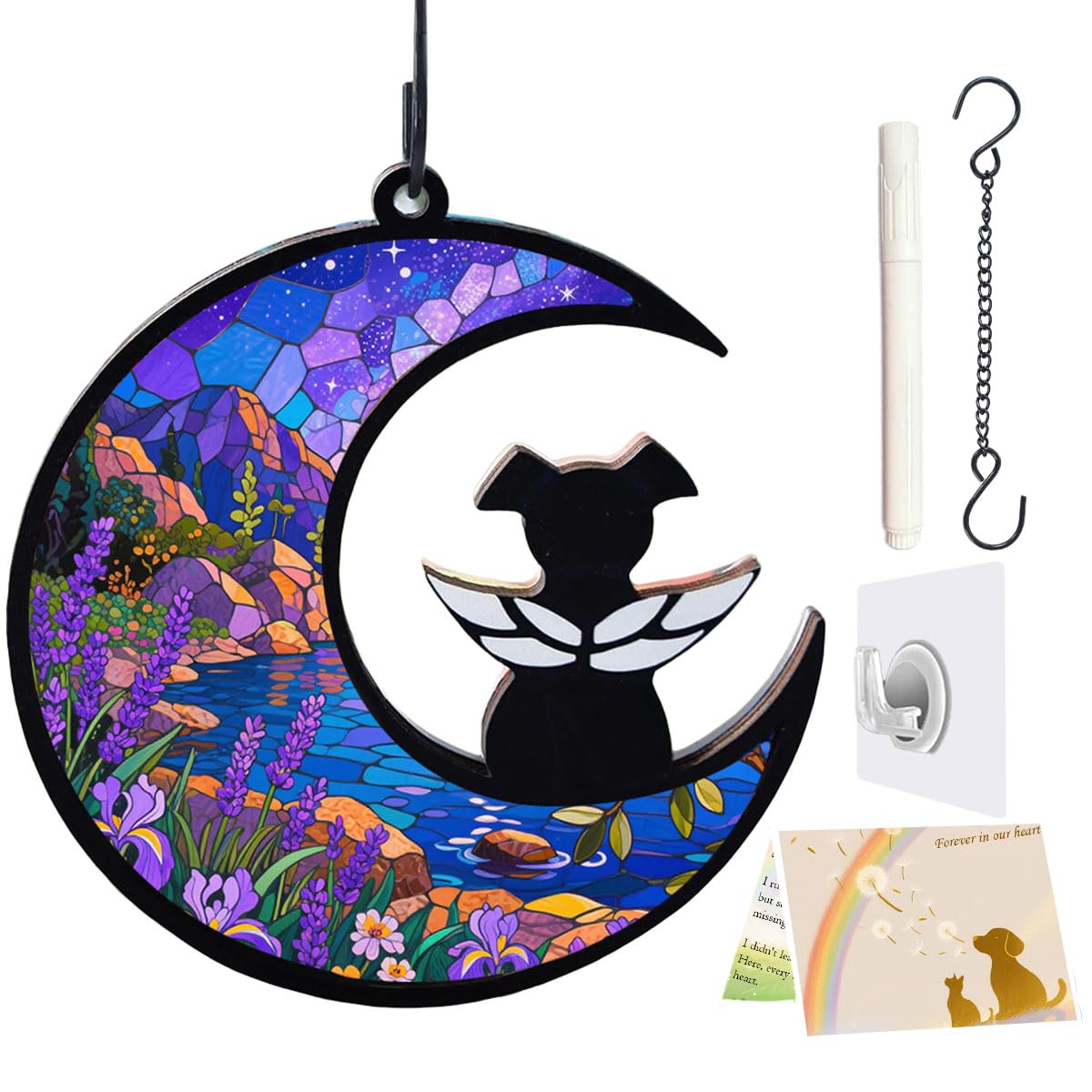 LZXLXS Dog Memorial Suncatcher, Loss of Dog Sympathy Gift for Pet Lovers, Cats Remembrance Ornament, Pet Memorial Gifts, Lavender โ image 1