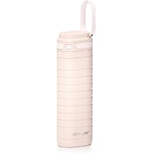 Ideus Insulated Stainless Steel Water Bottle 14 oz Lockable Lid & Leakproof Travel Coffee Mug for Hot/Cold Beverages Fits Most Cup Holder Light Pink