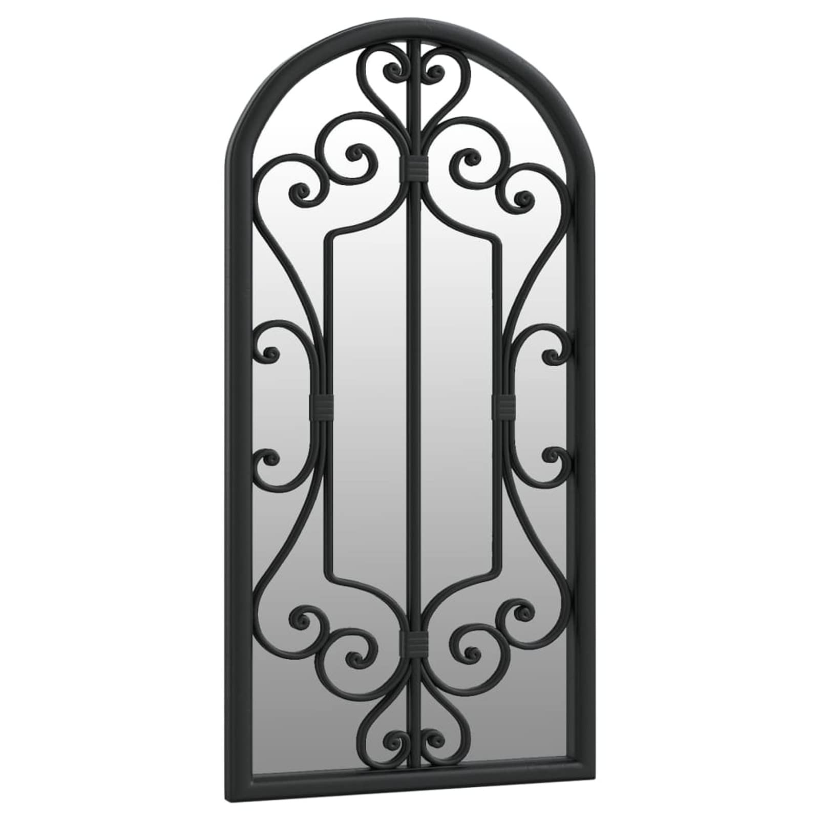 Homgoday Miroir de jardin en fer noir pour usage extérieur 70 x 30 cm Miroir décoratif mural Miroir de fenêtre en métal pour salon chambre entrée style moderne