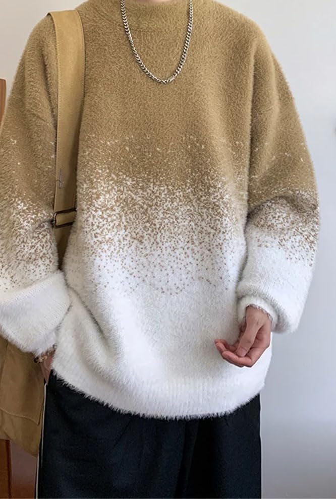 Men's Gradient Crew Neck Knit Pullover Sweater Comfortable Loose Fit Everyday Wear4