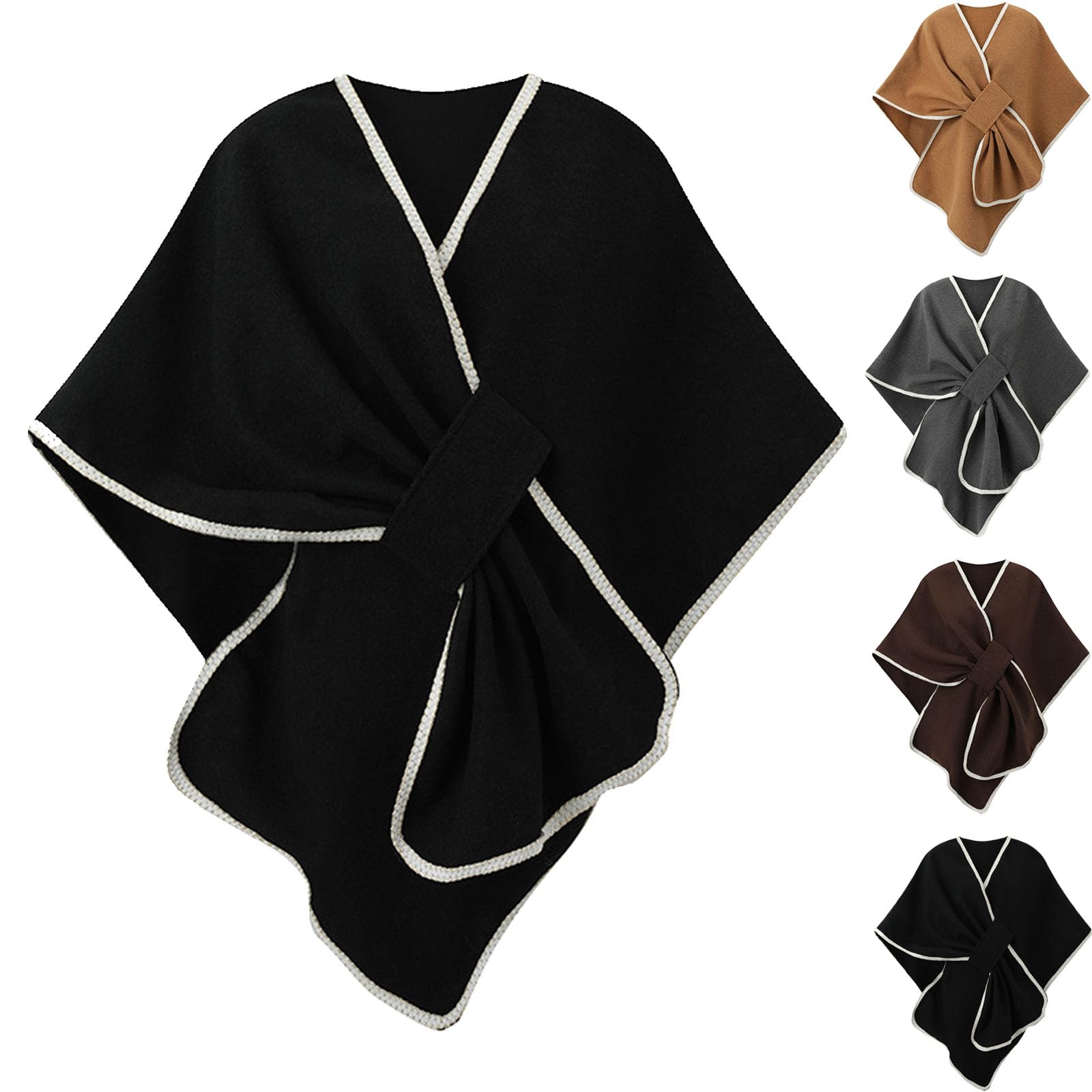 Chal cruzado para mujer, elegante poncho de punto para otoño