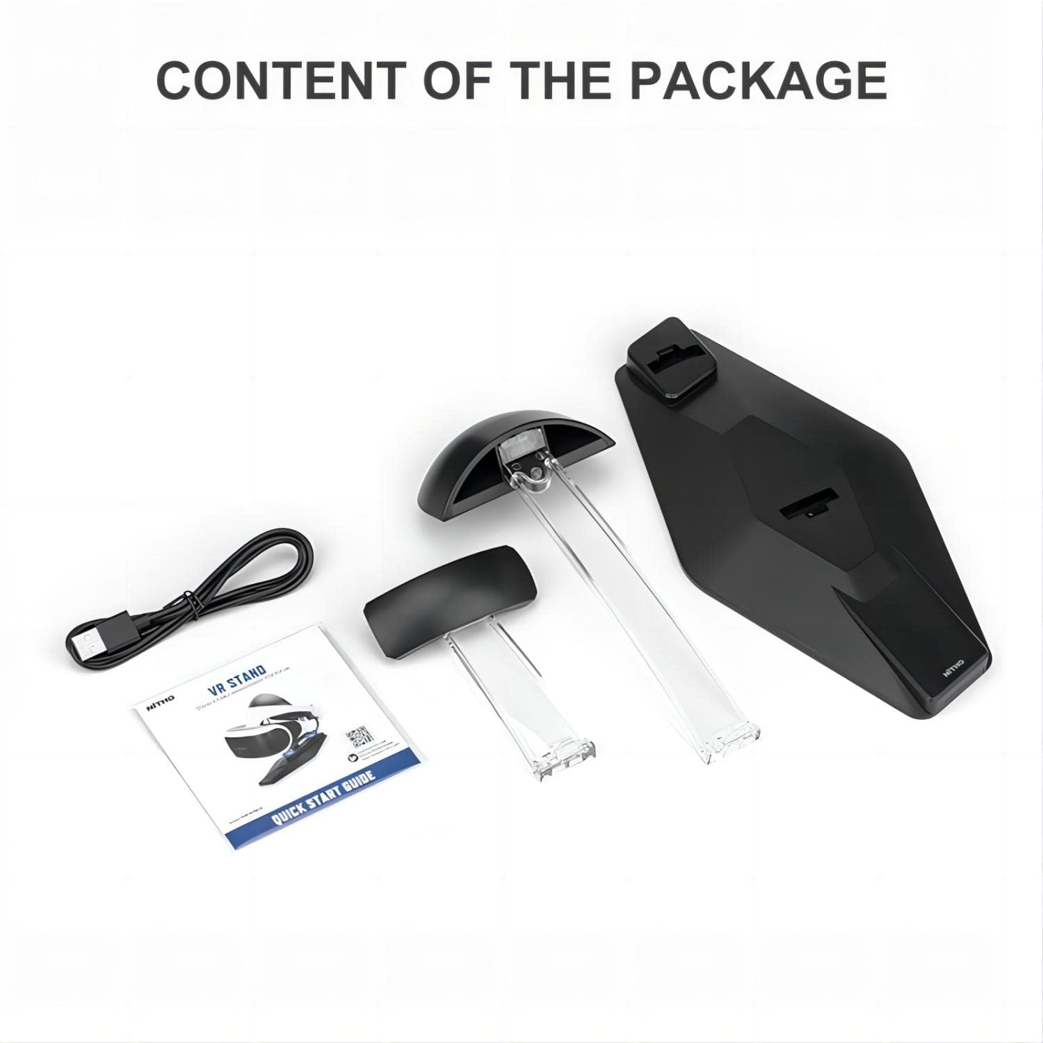 NITHO Support VR Compatible PS VR, Support pour Casque VR et Gestion des Câbles, avec Effet de Lumière LED Ambiante (1 Câble de Charge USB Inclus)