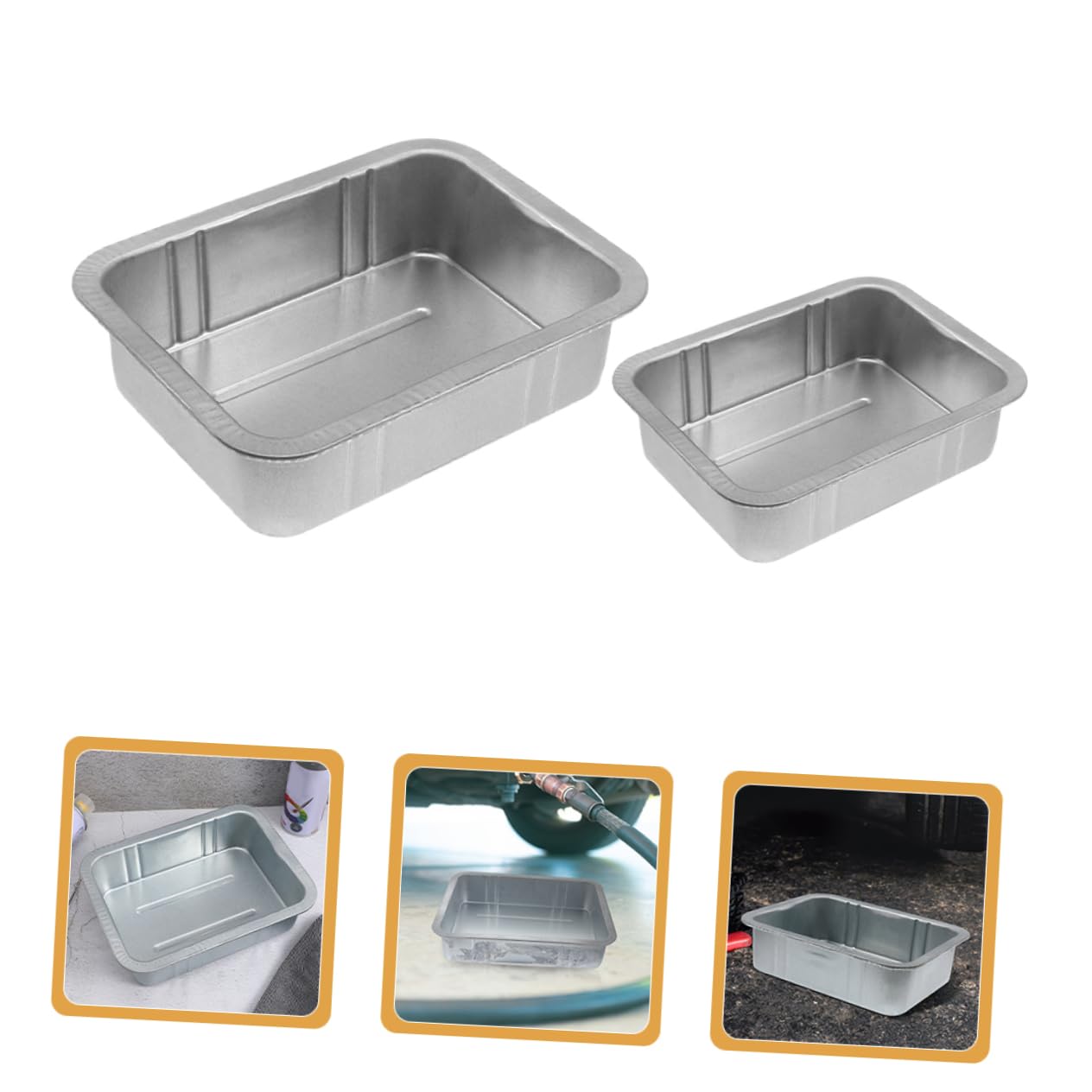 Bandeja de Drenaje de Aceite de Metal Engrosada 2 Piezas Pequeño y Grande para Mantenimiento Automotriz Uso en Garaje y Taller Recolector de Aceite Resistente y Fácil Limpieza