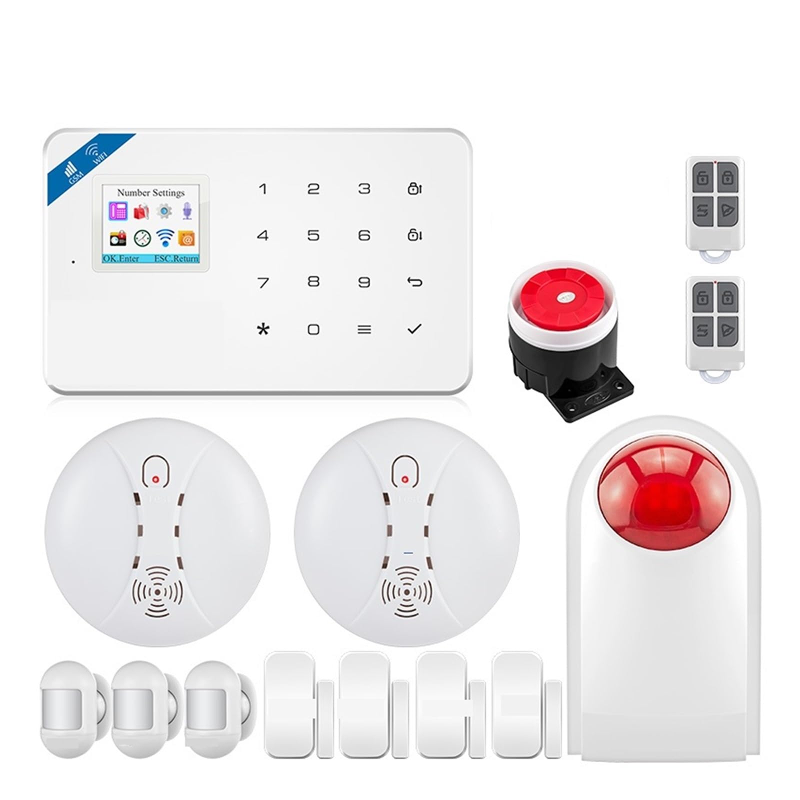 Nessun Canone Mensile Il Di Allarme Sicurezza GSM Funziona For Kit Del Sensore Movimento A Porta E A Finestra Rilevatore Antifurto Domestico(Kit 2)