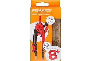 Fiskars Plastic Compass and Protractor Set: School Compass Kit for Precision Geometry