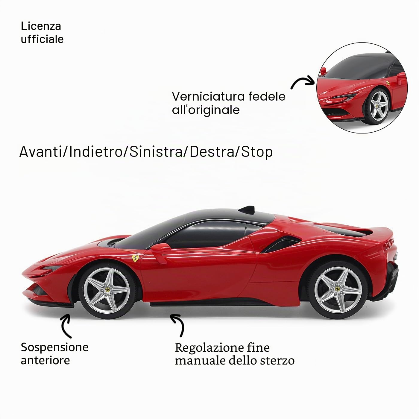 JAMARA 403124 - Ferrari SF90 Stradale 1:24 Rosso 2,4GHz - velocità 7 Km/h