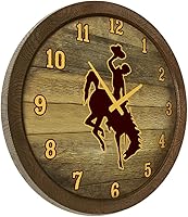 Vista 144 de The Fan-Brand NCAA Oklahoma Sooners: Faux Barrel Top Wall Clock Sports Team Bar Sign Décor - Home Man Cave, Party Decoration - Made On Demand