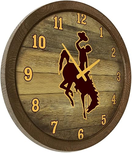 Miniatura 144 de The Fan-Brand NCAA Oklahoma Sooners: Faux Barrel Top Wall Clock Sports Team Bar Sign Décor - Home Man Cave, Party Decoration - Made On Demand