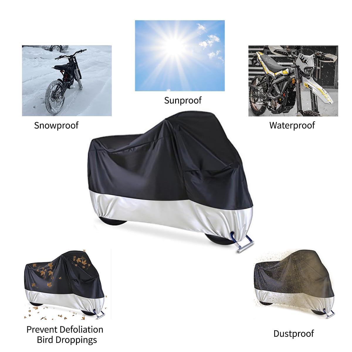 Motor Fietshoes voor BMW C 1 200 2000-2002, Verdikte Anti-krasbescherming voor Alle Seizoenen Buiten en Binnen Motor Fietsbeschermings Accessoires,104.3 x 41.3 x 49.2 inch