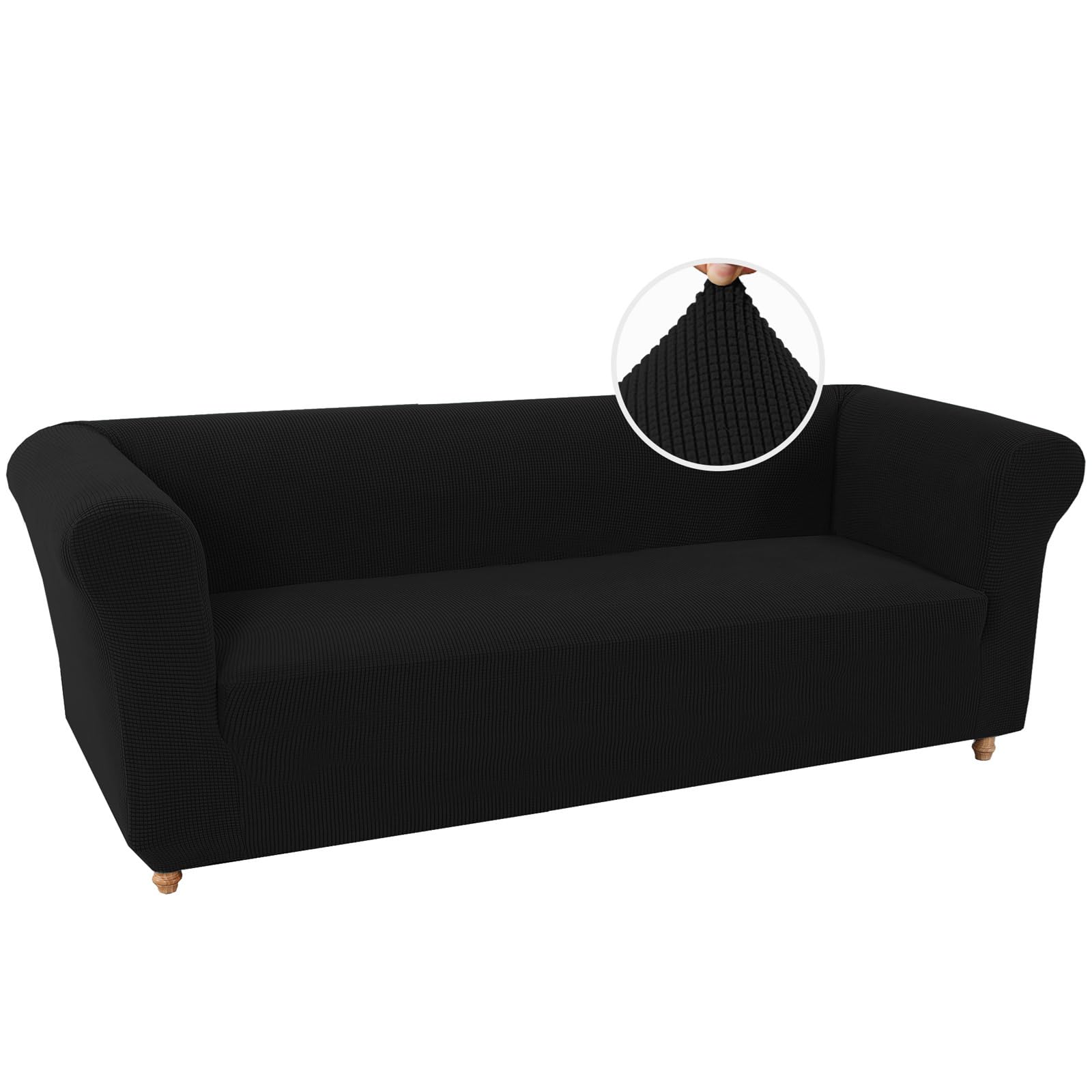 BXFUL Stretch Chesterfield Sofa Cover 1 Piece Couch Cover for Living Room Soft Non-Slip Sofa Slipcover Furniture Protector for Dogs Feature Thick Jacquard Fabric (Sofa,Black)