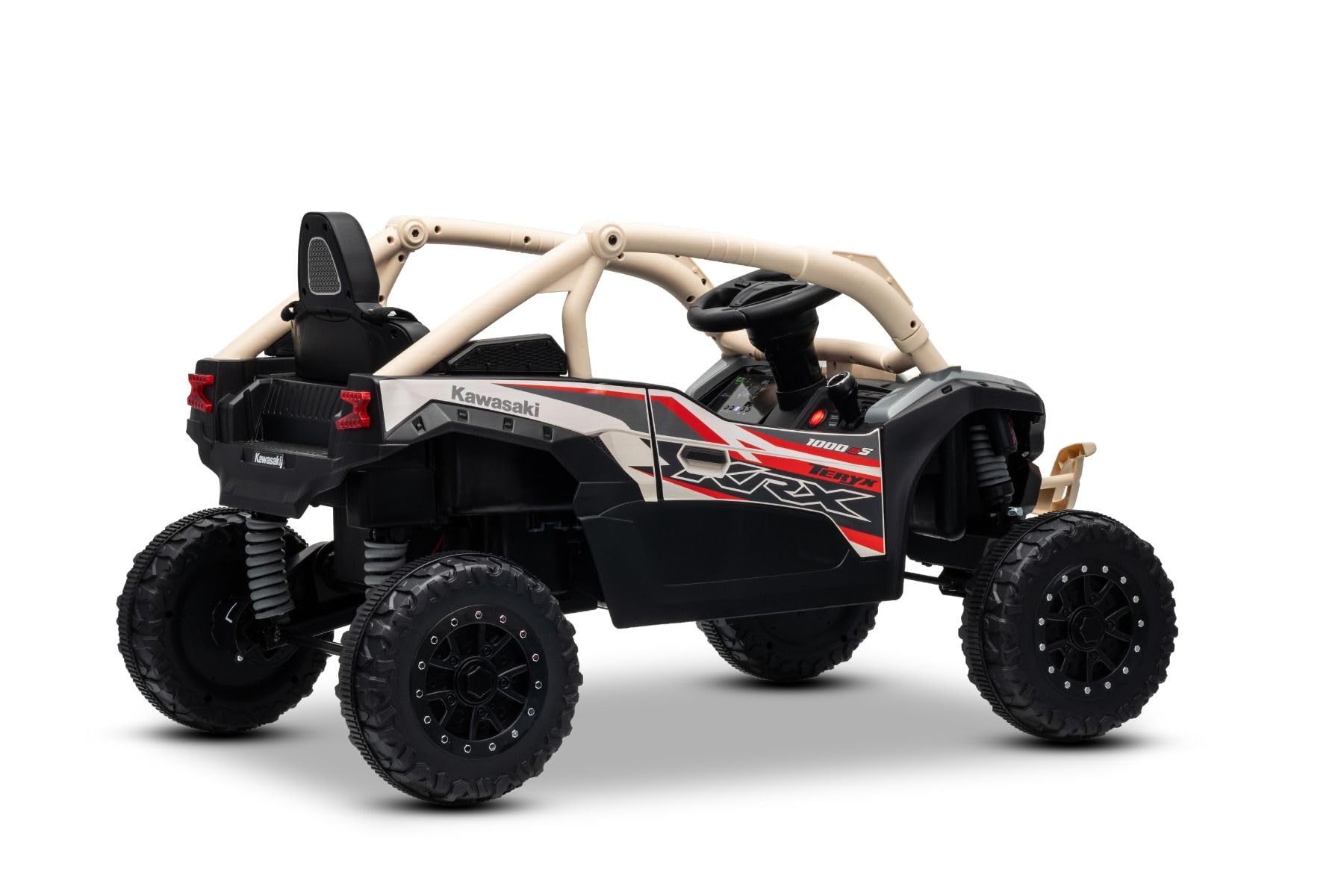 Kawasaki TERYX KRX 1000 12 V elektryczny samochód dziecięcy khaki, jednoosobowy zawieszenie tylnej osi, pilot zdalnego sterowania 2,4 GHz, akumulator litowy, 2 silniki 25 W, otwierane ramy ochronne