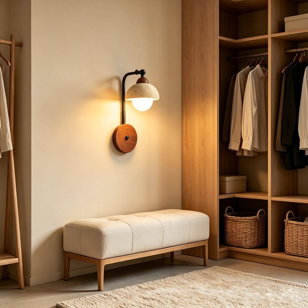 Lámpara De Pared 9W Wabi-Sabi, Travertino Amarillo Estilo Japonés | Casquillo G9 Lámpara Madera, Para Dormitorio Aplique Casas Campo Apartamentos Cuarto Baño Salón Comedor Entrada Pasillo