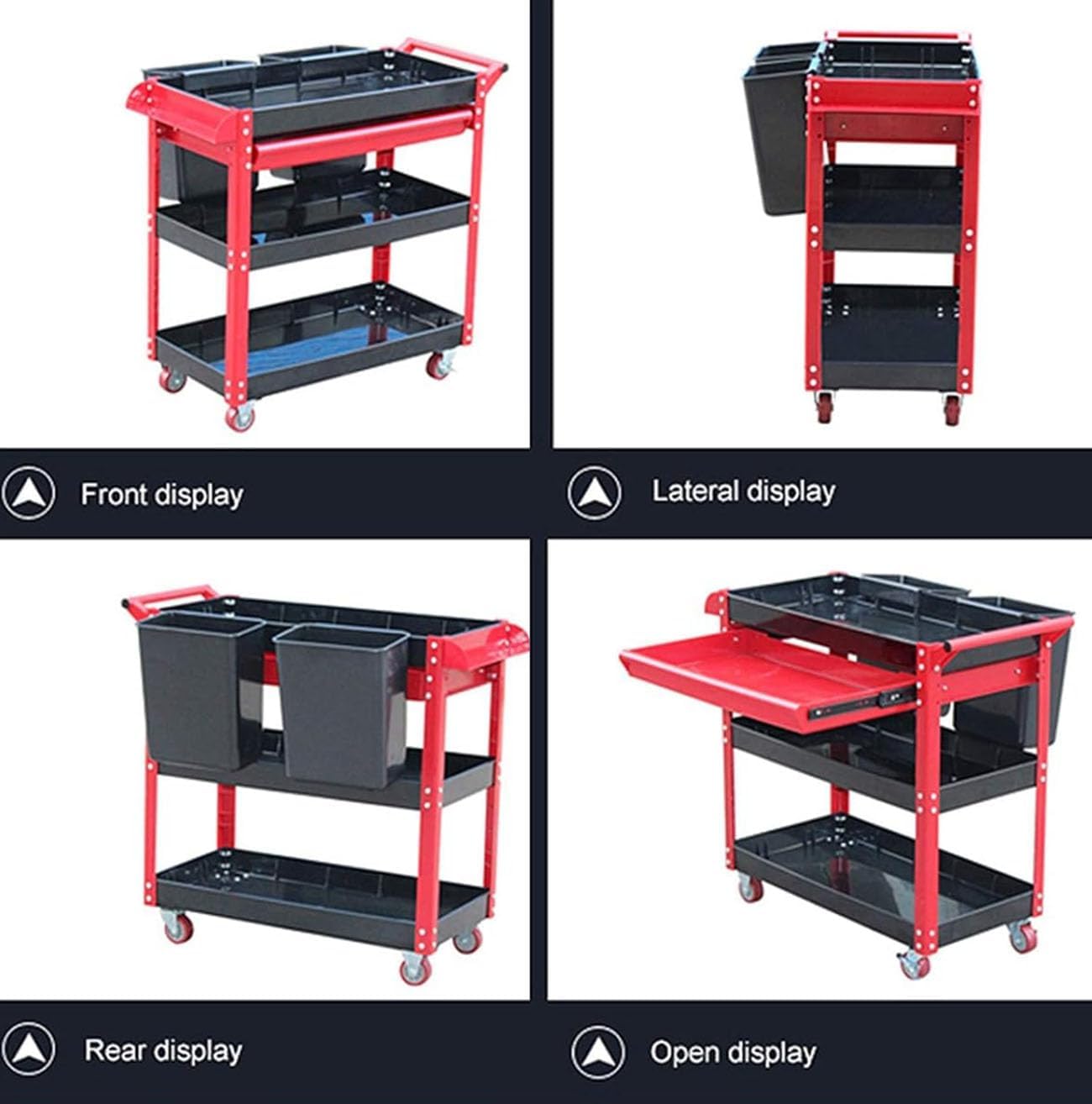 ICEMOB Tool Cart on Wheels with Drawers,3 Layers Mobile Tool Organizers,Heavy Duty Utility Cart,Service Cart for Workshop,Garage,68.5X34.5X76cm