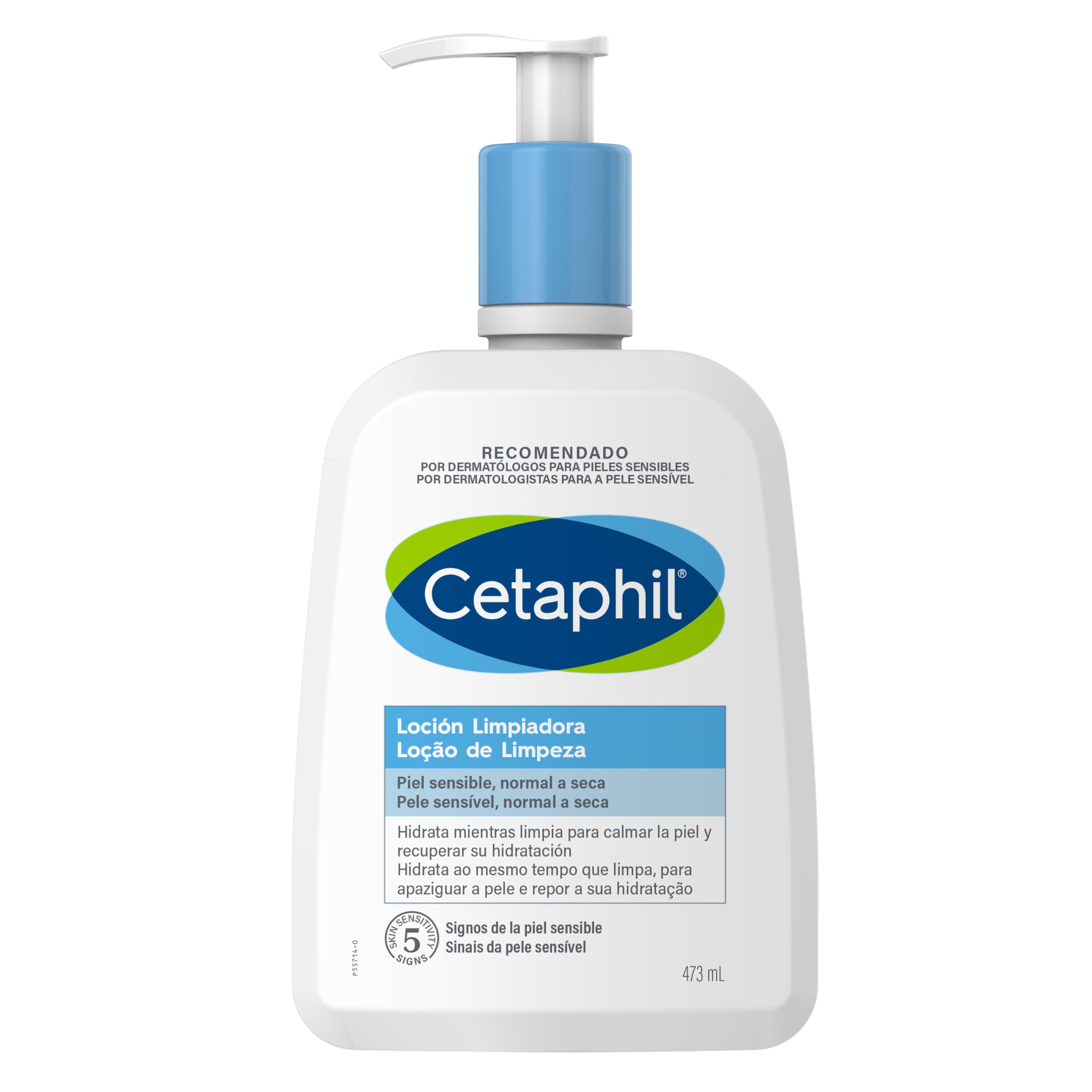 CETAPHIL Loción Limpiadora Facial 473ml, piel sensible, normal y seca, hidrata mientras limpia, gel limpiador facial sin perfume, no comedogénica