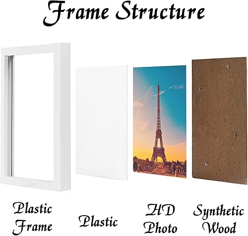 Vista 12 de Juego de 5 portarretratos de 10 x 14 pulgadas, marcos de fotos blancos de alta transparencia para galería de pared horizontal de escritorio vertical