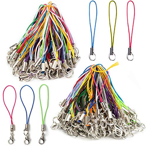 Nsiwem Teléfono Móvil Lanyard 200 Piezas Cordón Llavero Corchete de la Langosta Cordón Teléfono Celular Correas del Encanto Cierre de mosquetón para colgar para Accesorios de Bricolaje Cover