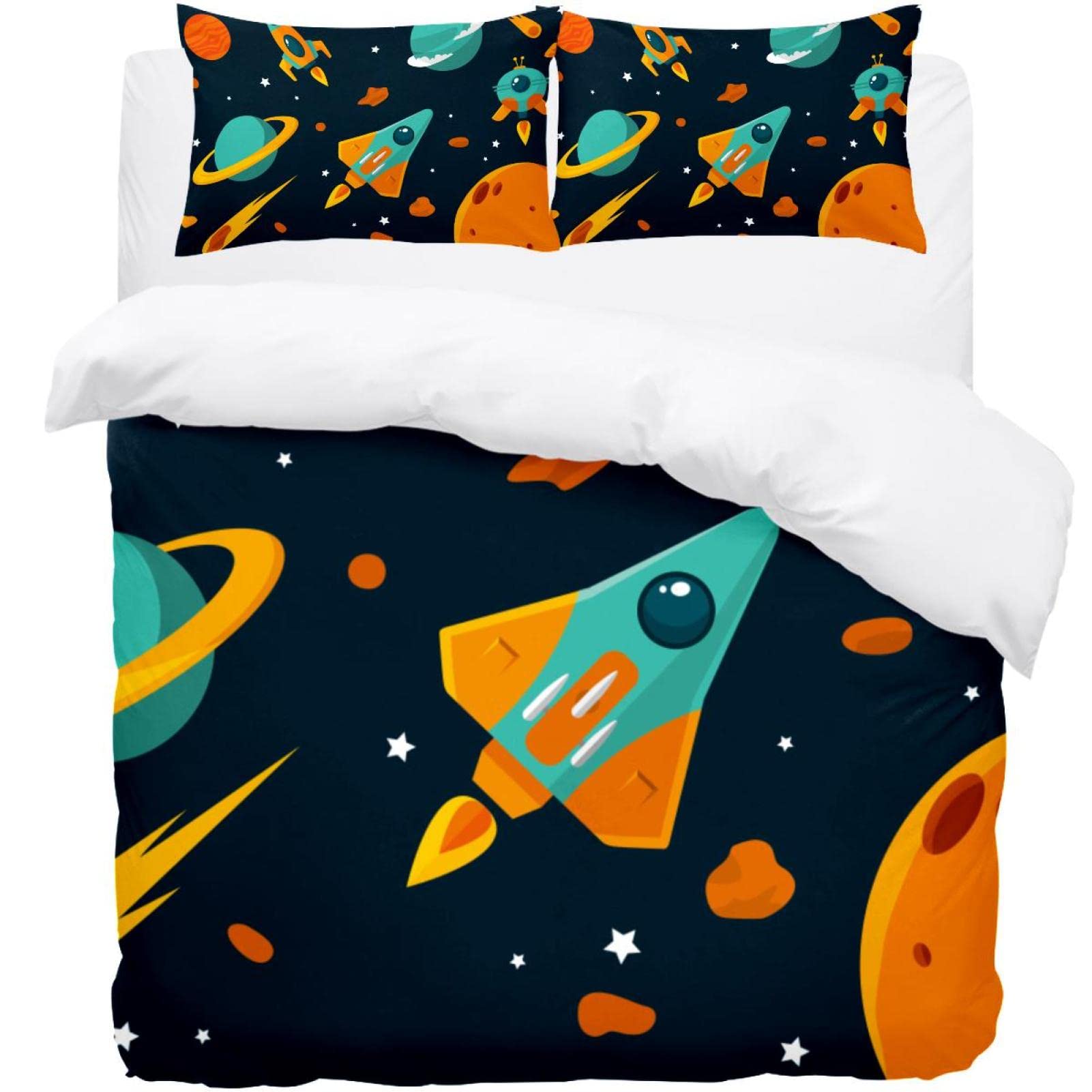 Housse de couette douce et parure de lit simple premium 3 pièces aux finitions soignées