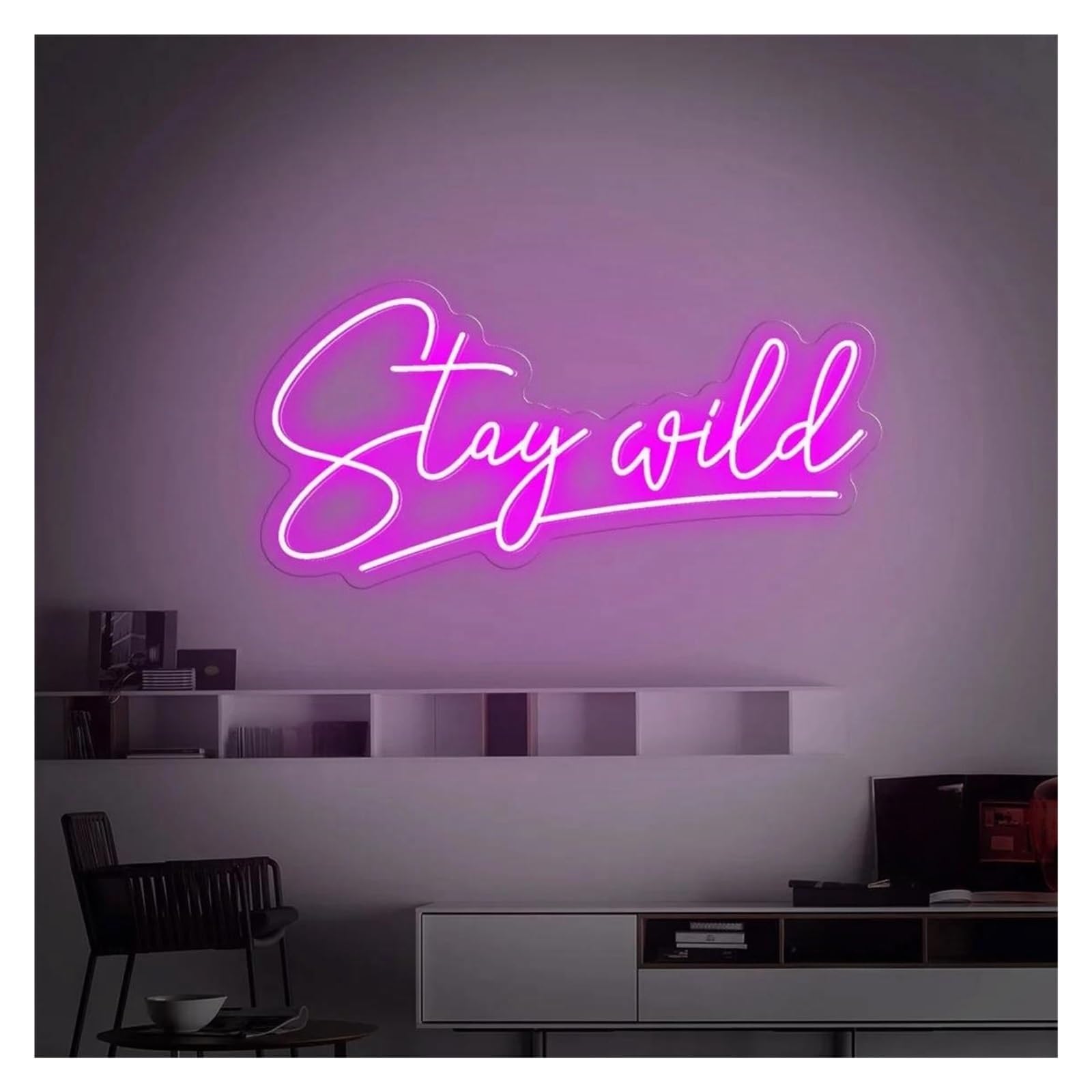 Insegna luminosa al neon Stay Wild per insegna al per neon LED luce dimmerabile per alimentazione per USB per casa bar sala giochi club negozio decorazione da parete 40 cm x 20(Rosa)