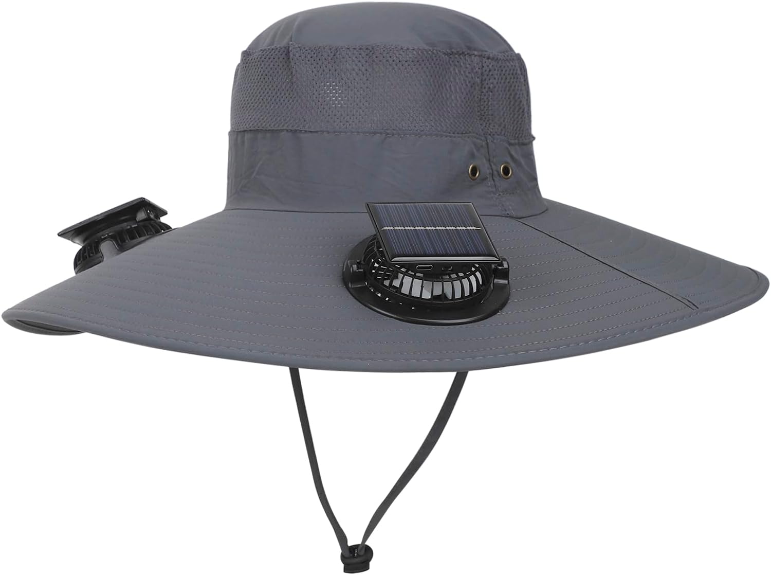 Clobeau Wide Brim Solar Fan Fishing Hat 2 Solar Powered Fan Hats Cooling Fans Waterproof Beach Bucket Camping Hat - Image 2