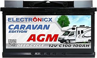 Electronicx Batterie AGM 100Ah Premium 12V Rechargeable - Batterie Voiture pour Camping-Car et Panneau Solaire 100 Ah