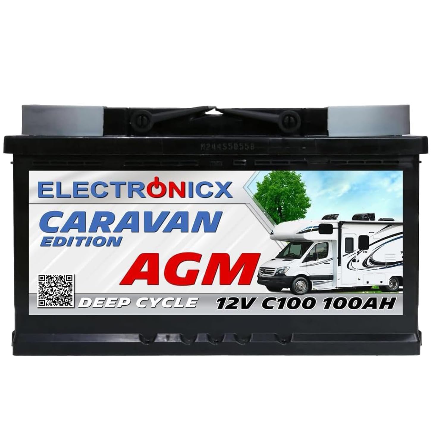 Electronicx batería AGM Caravan 12V 100Ah / 100 Ah deep cycle sellada sin mantenimiento, polo positivo a la derecha – batería para autocaravana, caravana, solar – 278×175×190mm