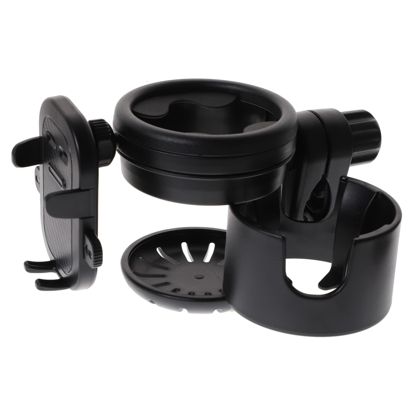 Portabicchieri Nero per Passeggino e Bici, Supporto | Bottiglia e Tazza, Adatto a Carrozzine e Sedie a Rotelle, Plastico e Metallo, Tiene Stabile gli Oggetti