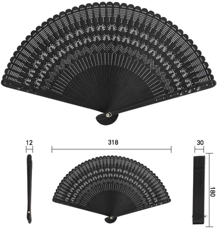 BESPORTBLE Black Hand Fan Folding Fan Handheld Chinese Vintage Retro Handheld for Women Lady