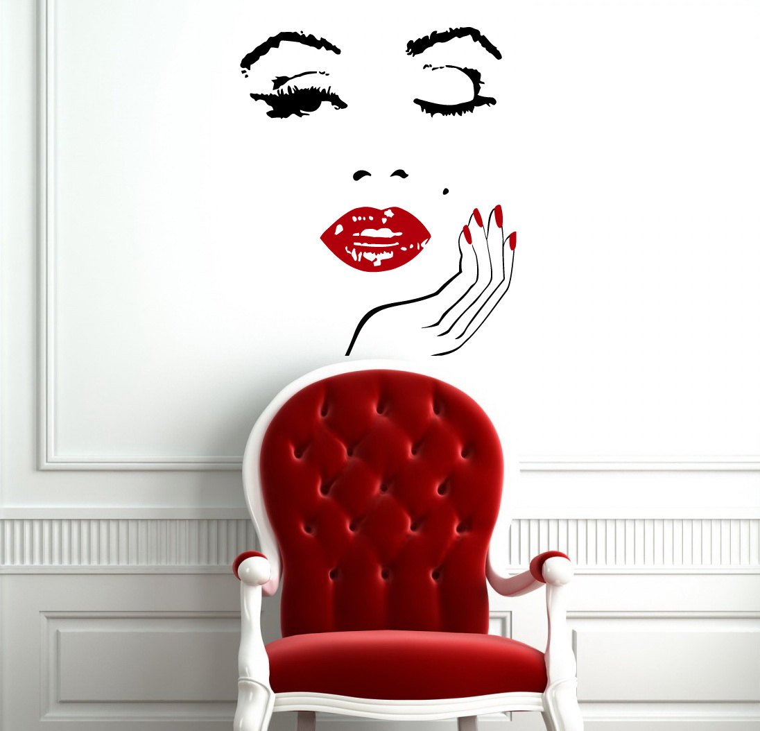 Wall Decals Hair Salon Beauty Salon Barbershop Hairdressing Salon Nail Salon Decor Girl Face Vinyl Sticker Manicure Wall Decor Murals Wall Decal