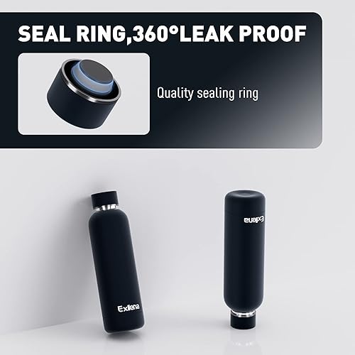 Miniatura 5 de Botellas de agua delgadas aisladas para viaje de 18 onzas con clip, botella de agua de acero inoxidable al vacío de doble pared mantiene las bebidas